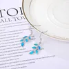 Lustre de Dangle 2021 Conciso FOTHA DE MATHERAÇÃO Folha de oliveira 925 Sterling Silver Blue Synthetic Brincos Opal para Mulheres Presente Wholesal7031196