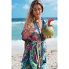 Women's Swimwear Sporlike Vintage Print Floral Beach Cover Up Summer Bikini Outerwear Flare Sleeve Oversize Bohemian Long Cardigans