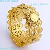 Luxury Women Big Wide Bangle CARVE THAI BAHT 18 k Solid Fine GF Gold Dubai Style African Jewelry Bracelets With CZ Middle7957592