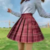 Sommar kvinna mini kjolar hajuku koreanska stil mode söta kawaii kjolar för tjejer hög midja pläterade kjol kvinnor 210721