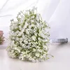 Fleurs décoratives Couronnes Simulation DIY Mousse De Gypsophile Rose Cérémonie De Mariage Bouquet De Mariée Ruban Fête Décorations Personnalisées