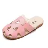 Big Girls Slippers Summer Children Shoes Fashion Hollow Out Tassel Outdoor Flat Sandals Slippers For Kids Girls Slides Pink 210713