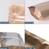 Varios tamaños de oro rosa de pie bolsas de embalaje de té de aluminio de aluminio Resellable Paquete de regalo Bolsas de embalaje mate Bolsa de embalaje