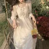 Vestido elegante dulce de encaje de verano para mujer vestido de fiesta de noche coreano Kawaii vestido de manga corta cuello cuadrado femenino 210521