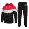 ARRI 2021 Hommes Nouveau Printemps et Automne Impression à la mode Coutures tricolores Sport Sweats à capuche Pantalons Vêtements de sport Costumes décontractés G1215