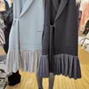 Zomer Minimalistische Mouwloze Simple Dames Casual Lace-Up Geplooid Vest met Ruche Stitching Blazer Jurk 210510