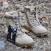 Militaire Tactische Laarzen Mannen Ademend Canvas Lace Up Veiligheid Casual Schoenen Zwart Desert Combat Ankle Army Boot Heren 211022