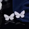 Lovely Trendy Micro Pave Cubic Zirconia Stud Earrings Cute Vivid Insect Butterfly Shape Fashion Ladies Jewelry CZ163 210714