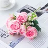 Simulatie Witte kunstbloemen zijde Peony Wedding Vazen Decor Bruid Boeket Schuim Accessoires Craft DIY Geschenken Fake Flower T500513