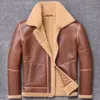 Men's Leather & Faux 2021 Genuine Men Vintage Autumn Winter Sheepskin Coat Shearling Wool Fur Jacket Man M1903 B23214
