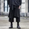 Men's Pants Dark Series Japanese Streetwear Fashion Hakama Patchwork Creative Cropped Trousers Men Oversized Couple Straight Casual