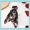 Ferramentas ProductsWomen Floral Imprimir Fita Cabelo Corda Cabelo Big Bow Chiffon Streamers Scrunchies Horsetail Gravatas Aessórios Headwear1 Drop ENTREGA 20