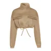 짧은 여성의 봄 재킷 2021 메쉬 잘린 복어 여성 패션 자르기 코트 여자 가을 ease femme abrigo mujer 회색 재킷