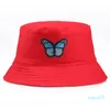 Wide Brim Hats Bucket Hat Women Men Unisex Butterfly Embroidered Fisherman Cap Simple Leisure Sunscreen