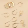 5pair/set 2021 Design Thin Small Circle Hoop Earrings for Women Fashion CZ Zircon Huggie Beads Twisted Hoops
