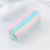 Caixa de lápis cute cor sólida pelúcia capa de pelúcia para aluno saco de lápis artigos de papelaria Pencilragem Kawaii School Material RRE12293