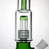 13.5 pollici Green Doppio filtro Glass Bong Bong narghilè con tubo del fumo del filtro percolatori dell'albero
