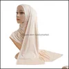 Hijab Sciarpe Avvolge Cappelli, Guanti Moda Aessories Donna Pl Su Hijab Scialle Avvolgere Prega con strass Sciarpa musulmana Foulard islamico Cappello C