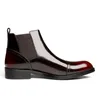Fashion noir / vin Red Mens Chaussures décontractées Bottes de cheville mâle en cuir breveté avec boucle