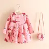 Bébé filles robe avec sac marque enfants robes d'automne pour filles vêtements floraux enfants robe de noël princesse robes F1205