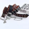 Belts Women Punk Chain Fashion Belt Adjustable Double/Single Row Hole Eyelet Waistband With Decorative 2021