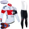 IAM Team Winter Cycling Jersey مجموعة رجالي القمصان ذات الأكمام الطويلة الحرارية