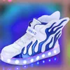 Pojkar Flickor Glödande Skor USB Laddare Led Barnskor Med Ljus Kids Wing Lighted Luminous Chaussure Sneakers Barn Boot G1210