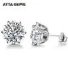 Attigems Classic 100% 925 Sterling Silver 2.0ct Moissanite Gemstone Anniversary Bröllop Örhängen Fina smycken gåva grossist