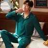 Spring Autumn Knitted Cotton Cartoon Men's Pyjamas Striped Pajamas Set Casual Male Sleepwear Pyjama Night Pijamas 3XL Homewear 210928