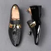 Shiny Loafers Men Wedding Party Dress Shoes tassel Sequins black PU Leather Elegant Flats Plus Size 38-46