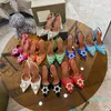 Klasyka Kobiet Buty Sandały Obcasy Moda Plaża Gruba Dolna Suknia Alfabet Buty Lady Sandal Leather High Heel Slajdy 8524