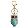 Vackra kvinnor Gift Owl Charm Nyckelring Färgglada Rhinestone Micro Pave Nyckelringar för väska dekoration