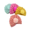Baby hattar med ull boll 2021 pojkar och tjejer hår tillbehör 12 färger turban knutar huvud wraps barn barn vinter våren beanie