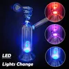 LED Glow Glass Hookah Spiral Smoking Pipe Smoke Shisha Diposable Glass Pipes Oil Burner Ash Catcher Bong Percolater Whole Set Bubbler Gifts Tobacco Bowl Accessories