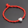 Charmarmband 2021 Family Love Heart Beads 4mm Red Thread String Armband Lucky Handmade rep f￶r kvinnor M￤n smycken