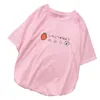 Femmes fraise imprimer t-shirts été à manches courtes hauts dames décontracté Streetwear Harajuku Tumblr Kawaii dessin animé t-shirt Femme 210623