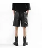 Brand men's summer new fashion hip hop casual pants men's slim elastic waist bright face leather large shorts H1210