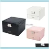 Jewelry Packaging & Display Jewelryjewelry Box Simple DoubleLayer Pu Leather Storage Earrings Ring Creative Pouches Bags Drop Delivery 202