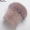 Ankomst Vinter Kvinnor Mink Hat Natural Warm Cap Top Fox Bomber Caps Stickad Lady Real Fur Hats