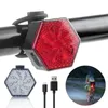 Światła rowerowe rowerowe lampki USB ładowalne rowerowe rower heksagon bezpieczne ostrzeżenie