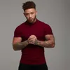 Märke Men Fashion Shirts Ops Short Sleeve Fitness Skjorta Bomull Mens Kläder Rend Casual 210706