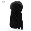 Enfants Durags unisexe couleur unie velours respirant longue queue Bandana enfant chapeau Turban Durag casquette bandeau chapeaux cheveux accessoires bonnets