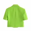 BBWM Groene tweedelige bijgesneden Tweed Weven Blazer Vrouwen Lente Elegante Korte Mouw Kantoor Dame Slanke Shorts Short Suit 210520