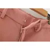 elegante vrouwen rechte broek mode dames stijlvolle zak lange broek causale vrouwelijke massief roze meisje chique broek 210430