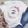 T-Shirt da donna Donna Dolce 2021 Abbigliamento Stile carino Ciglia Cartone animato Moda estiva Abiti adorabili Stampa Manica corta Magliette e camicette T-shirt