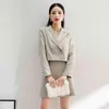 Ladies Two Piece Set Spring Autumn Sleeveless Solid Spaghetti Straps Dress + Short Coat Women Office Business Outfit Suits 210514