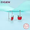 Sweet Cute Red Enamel Apple Stud for Kids Children Girls 925-Sterling Silver Earrings Jewelry Christmas Day Gift