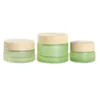 Frosted Green Glass Bottle Cream Jar Spuit Lotion Pump Flessen Cosmetische Container 20ml 30ml 40ml 60ml 80 ml 100ml 120ml met geïmiteerde houten deksels