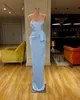 2021 African Sexy Bridesmaid Dresses Light Blue Sheath Mermaid Plus Size Long Satin Split Maid Of Honor Wedding Guest Dress Mixed Styles Sweep Train Prom Party Gowns