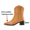 Meotina Mid Calf Boots Женская обувь натуральная кожа высокие каблуки западные ботинки заостренный носок коренастые каблуки на женские сапоги белые 210520